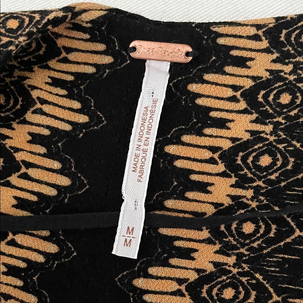 Free People Black and Gold Patterned Blouse - Picture 2 of 6